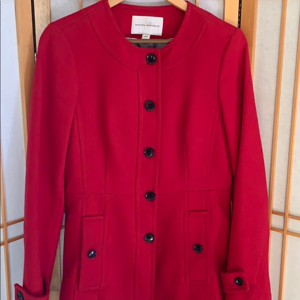 banana republic red coat with black buttons - Picture 3 of 9